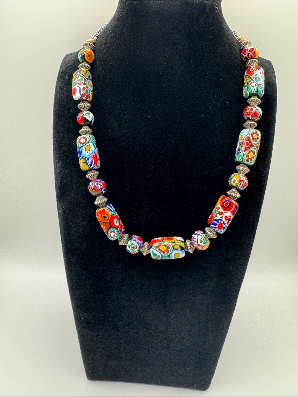 Vintage Murano Millefiori Glass Bead Necklace